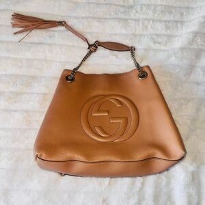 Gucci Camel Leather Shoulder Bag